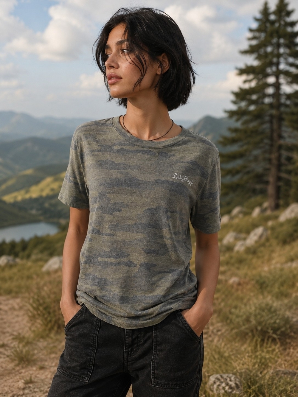 Lucky Brand Cozy Camo Crew Neck Tee – XL